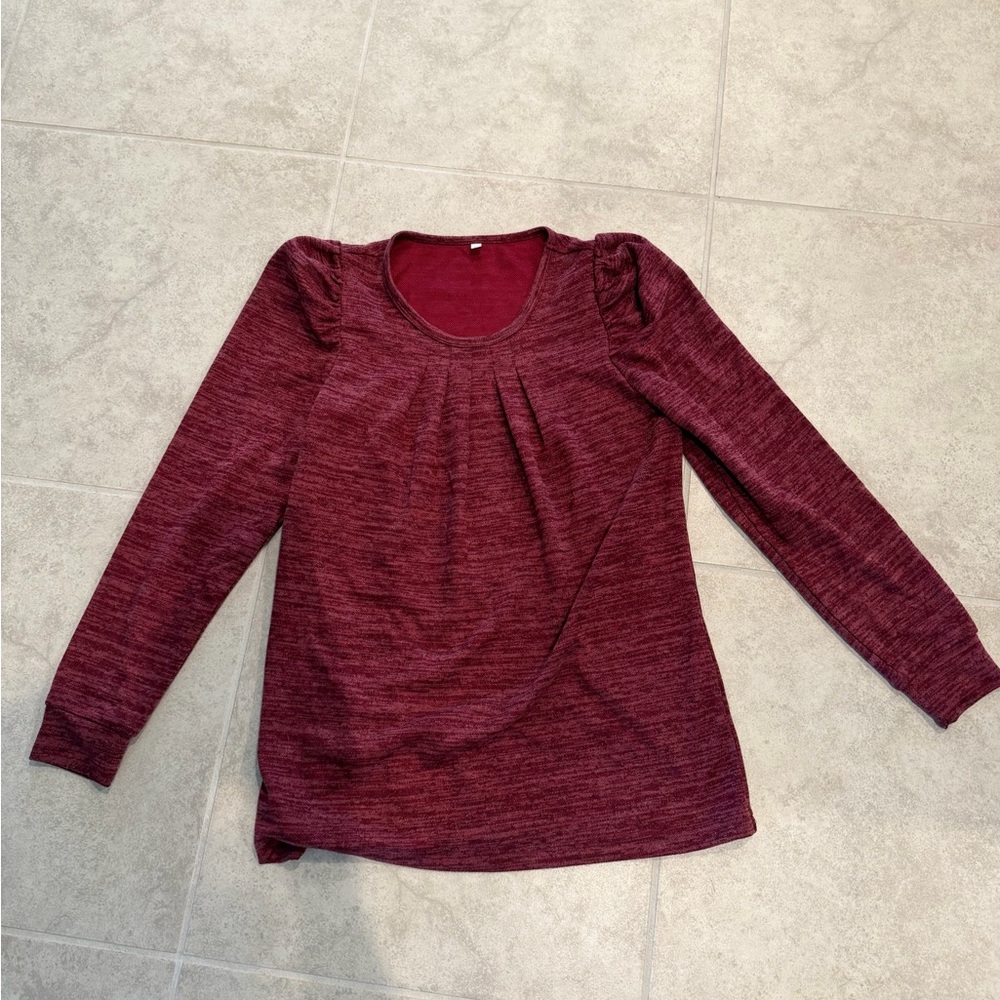 Women's Burgundy Long Sleeve Top